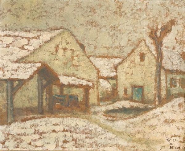 Levillage En Hiver Oil Painting by William Degouve de Nuncques