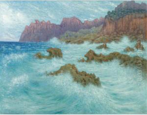 Tempete A La Cala San Vicente Oil Painting by William Degouve de Nuncques