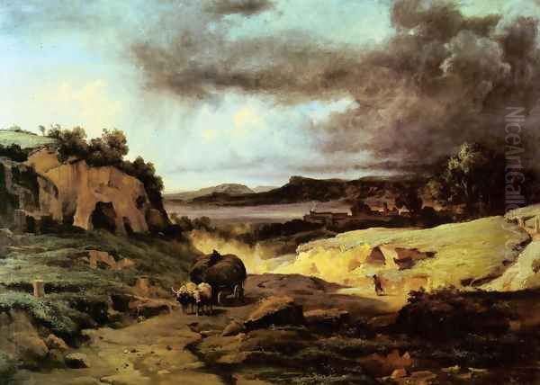 La Cervara, the Roman Countryside 2 Oil Painting by Jean-Baptiste-Camille Corot