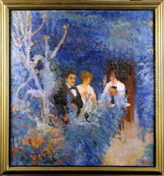 Personnage Dans Un Jardin Fleuri Oil Painting by Charles Dehoy