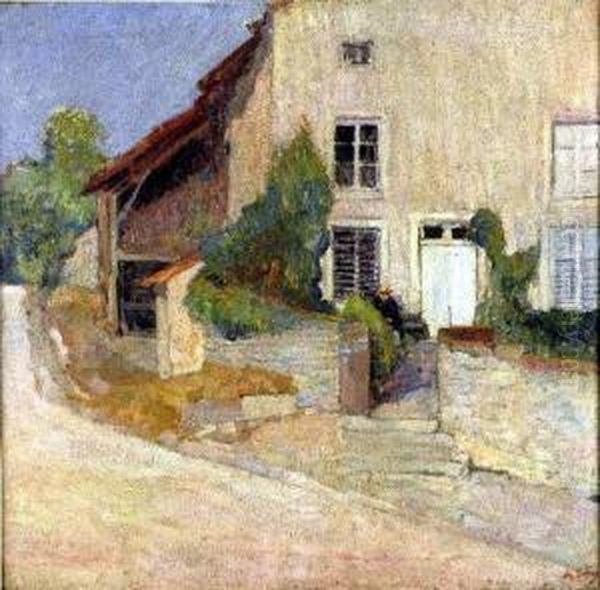 [ Vue De Village.] Huile Sur Toile, Signee En Bas A Droite Oil Painting by Charles Dehoy