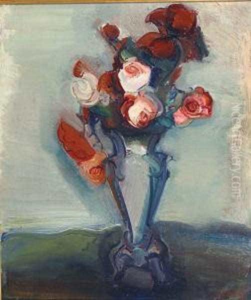 Bloemen In Een Vaas. Oil Painting by Charles Dehoy