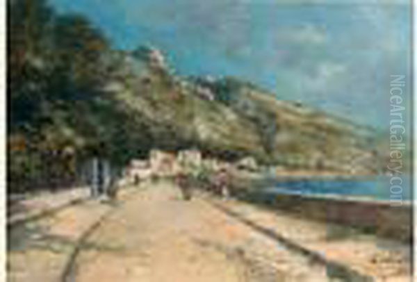 La Route De Menton A Monte-carlo Oil Painting by Charles Dehoy