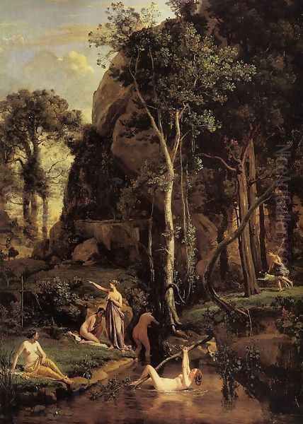 Diana Surprised at Her Bath Oil Painting by Jean-Baptiste-Camille Corot