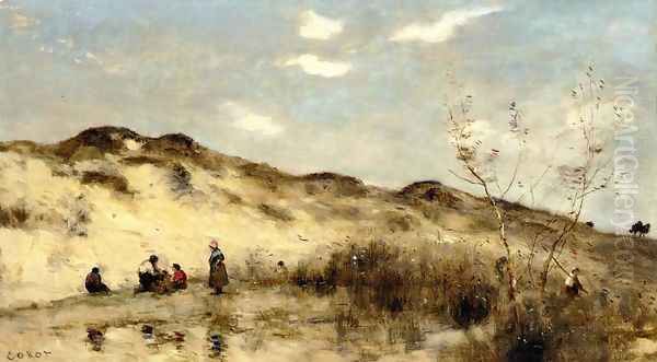 A Dune at Dunkirk Oil Painting by Jean-Baptiste-Camille Corot