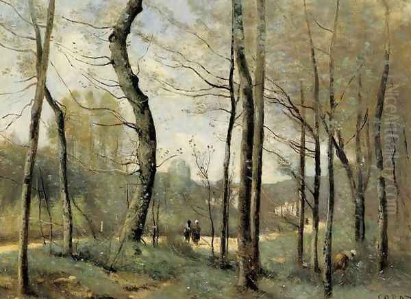 First Leaves, near Nantes Oil Painting by Jean-Baptiste-Camille Corot