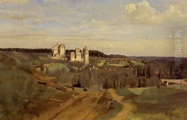 View of Pierrefonds Oil Painting by Jean-Baptiste-Camille Corot