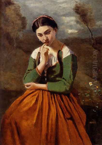 La Meditation Oil Painting by Jean-Baptiste-Camille Corot