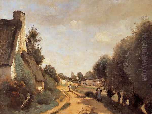 A Road near Arras Oil Painting by Jean-Baptiste-Camille Corot