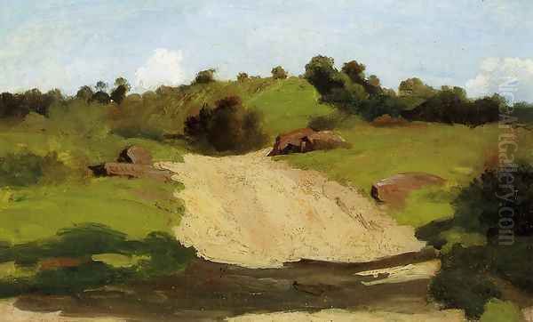 A Rising Path Oil Painting by Jean-Baptiste-Camille Corot