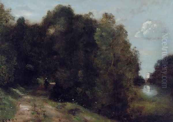 A Road through the Trees Oil Painting by Jean-Baptiste-Camille Corot