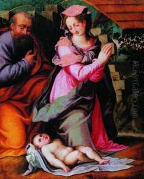 Sacra Famiglia Oil Painting by Francesco Brini Active Florence