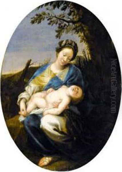 Le Repos De La Vierge Avec L'enfant Jesus Endormi Dans Un Paysage Oil Painting by Francesco del Cairo