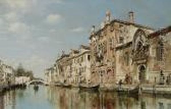 Venetian Canal Scene Oil Painting by Federico del Campo