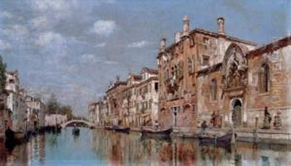 Venetian Canal Scene Oil Painting by Federico del Campo