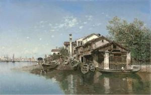 Uno Squero, Venezia Oil Painting by Federico del Campo