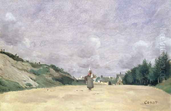 A Road in Normandy, c.1860-65 Oil Painting by Jean-Baptiste-Camille Corot