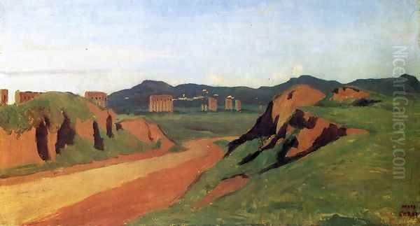 Aqueducts in the Roman Campagna Oil Painting by Jean-Baptiste-Camille Corot