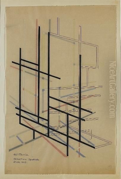 Structure Spatiale 1949 Oil Painting by Felix Aime Del Marle