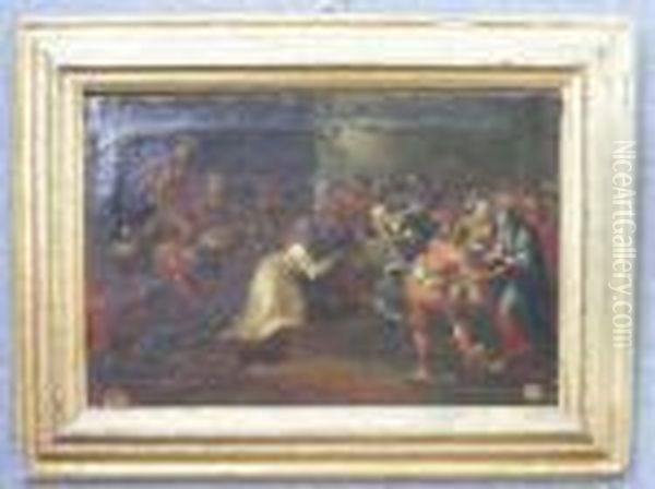 ''scena Della Via Crucis Con Maddalena, Soldati E Personaggi'' Oil Painting by Giacomo del Po