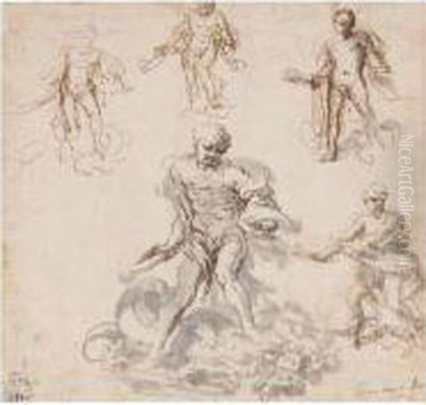 Five Studies For Hercules And The Hydra Oil Painting by Giacomo del Po