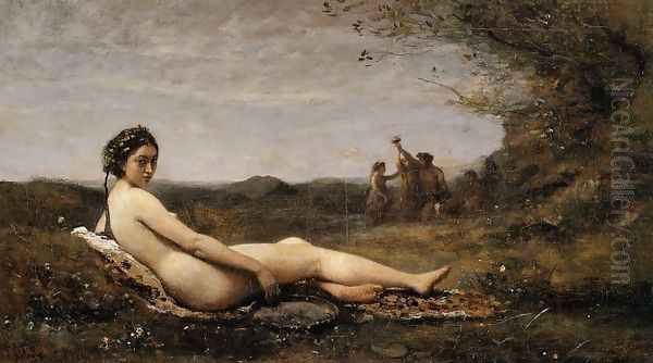 Repose Oil Painting by Jean-Baptiste-Camille Corot