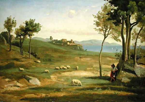 Italian Landscape, 1838 Oil Painting by Jean-Baptiste-Camille Corot