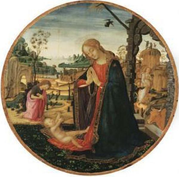 The Madonna And Child Oil Painting by Jacopo Del Sellaio