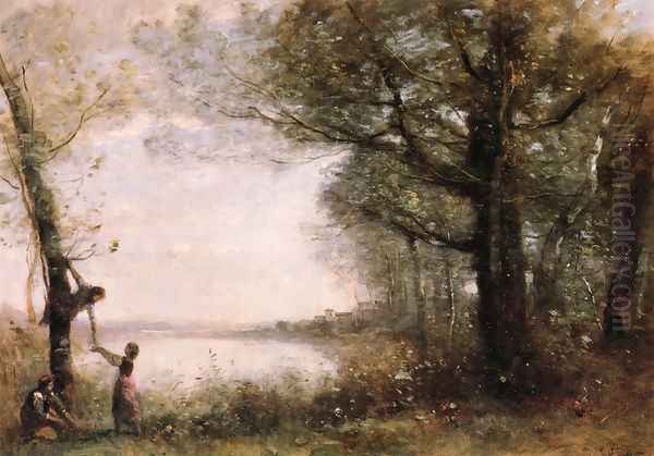 Les Petits Denicheurs Oil Painting by Jean-Baptiste-Camille Corot