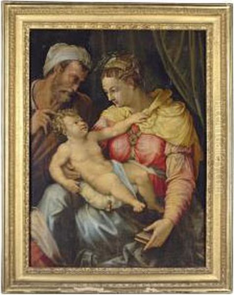 The Holy Family Oil Painting by Perino del Vaga (Pietro Bonaccors)