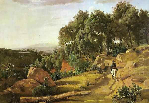 A View near Volterra Oil Painting by Jean-Baptiste-Camille Corot