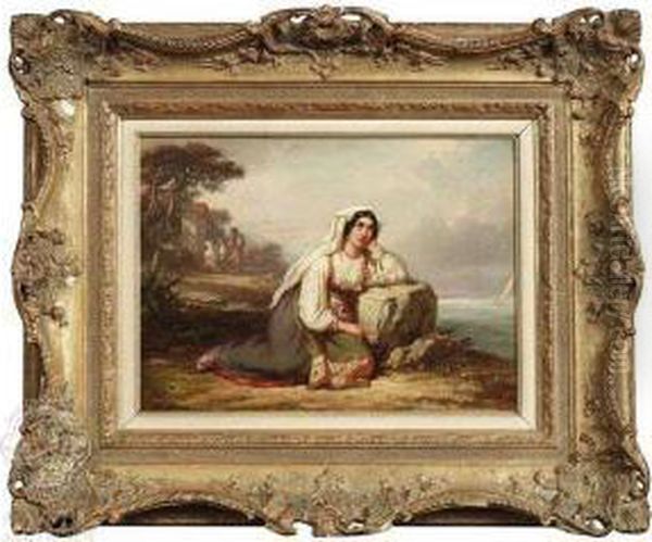 A Youngsouthern Italian Lady Oil Painting by Auguste Delacroix