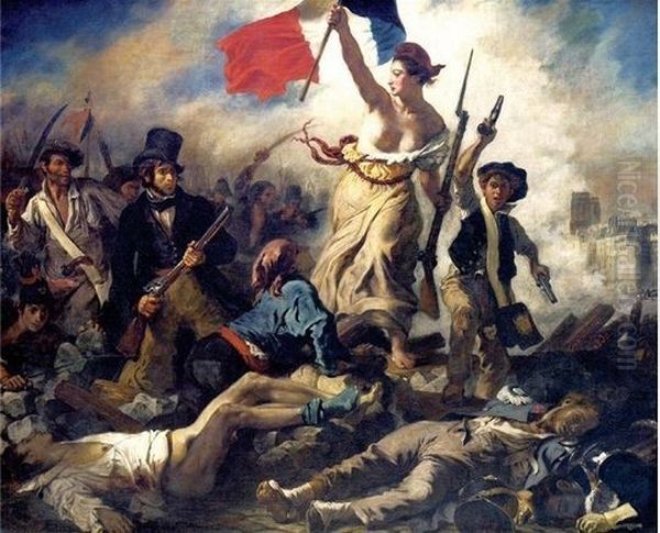 La Liberte Guidant Le Peuple Oil Painting by Henry-Eugene Delacroix