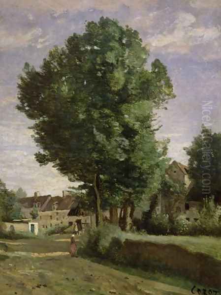 Outskirts of a village near Beauvais, c.1850 Oil Painting by Jean-Baptiste-Camille Corot