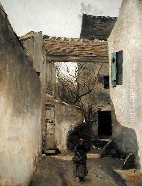 Ecouen, Corner of the Village, c.1870 Oil Painting by Jean-Baptiste-Camille Corot