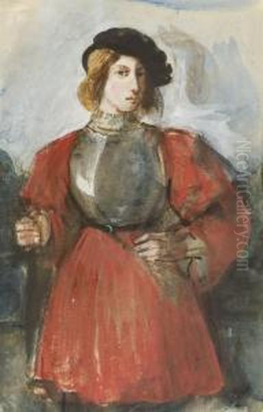 Jeune Homme Cuirasse Oil Painting by Eugene Delacroix