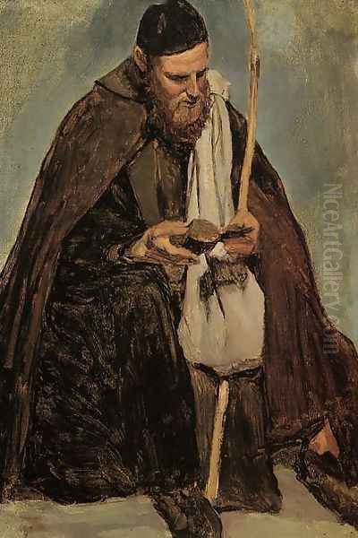 Italian Monk Reading Oil Painting by Jean-Baptiste-Camille Corot