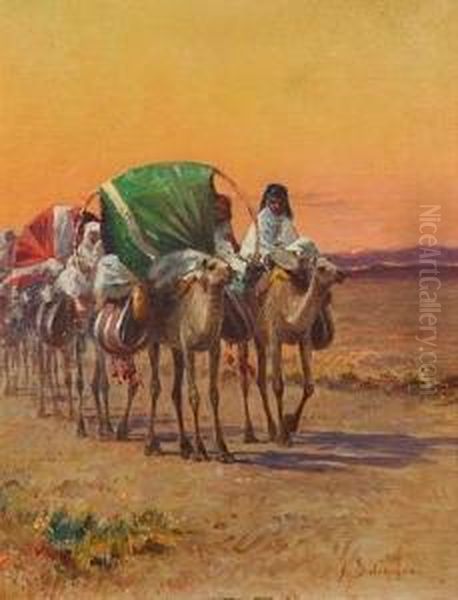 La Caravane Oil Painting by Alexis-Auguste Delahogue