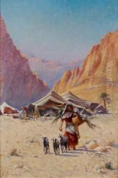 Campement Bedouin Oil Painting by Alexis-Auguste Delahogue