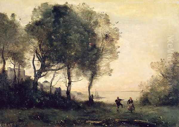 Souvenir of Italy Oil Painting by Jean-Baptiste-Camille Corot