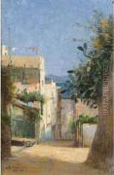 Ruelle A Alger Oil Painting by Alexis-Auguste Delahogue