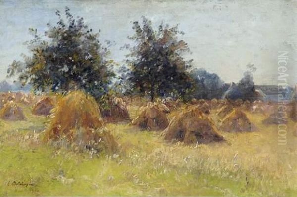 Les Meules Oil Painting by Eugene Jules Delahogue