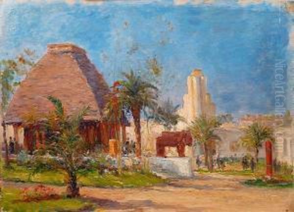 Vue Del'exposition De 1931 Oil Painting by Eugene Jules Delahogue