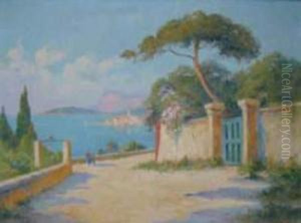 Menton. Oil Painting by Eugene Jules Delahogue