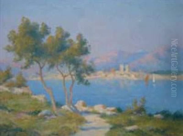 Cannes. Oil Painting by Eugene Jules Delahogue