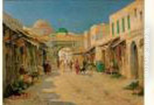 Le Marche A Tetouan Oil Painting by Eugene Jules Delahogue