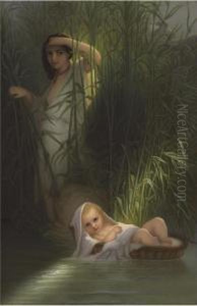 Miriam And Moses Oil Painting by Paul Delaroche