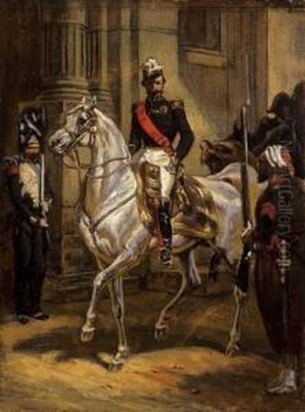 Napoleon The 3rd On Horseback Oil Painting by Paul Delaroche