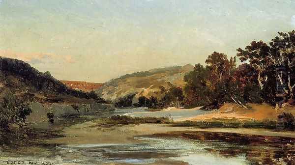 The Aqueduct in the Valley Oil Painting by Jean-Baptiste-Camille Corot