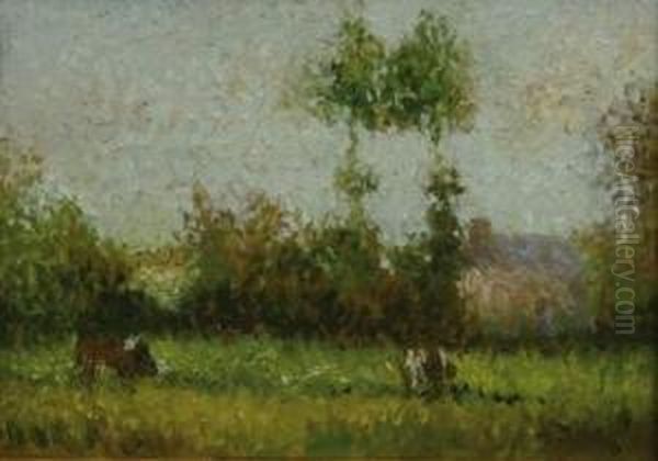 Les Peupliers Au Vaudreuil Oil Painting by Joseph Delattre